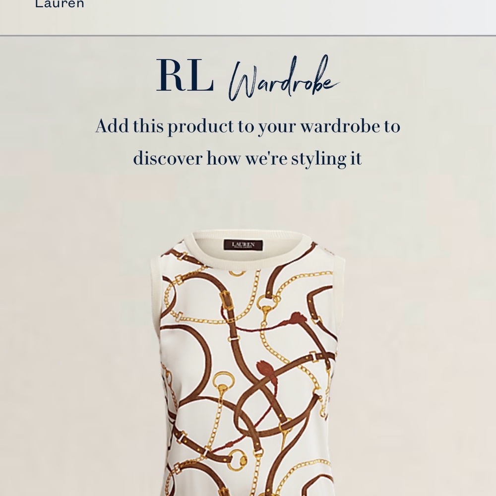 Ralph Lauren Cream and Brown Equestrian Sleeveless Top